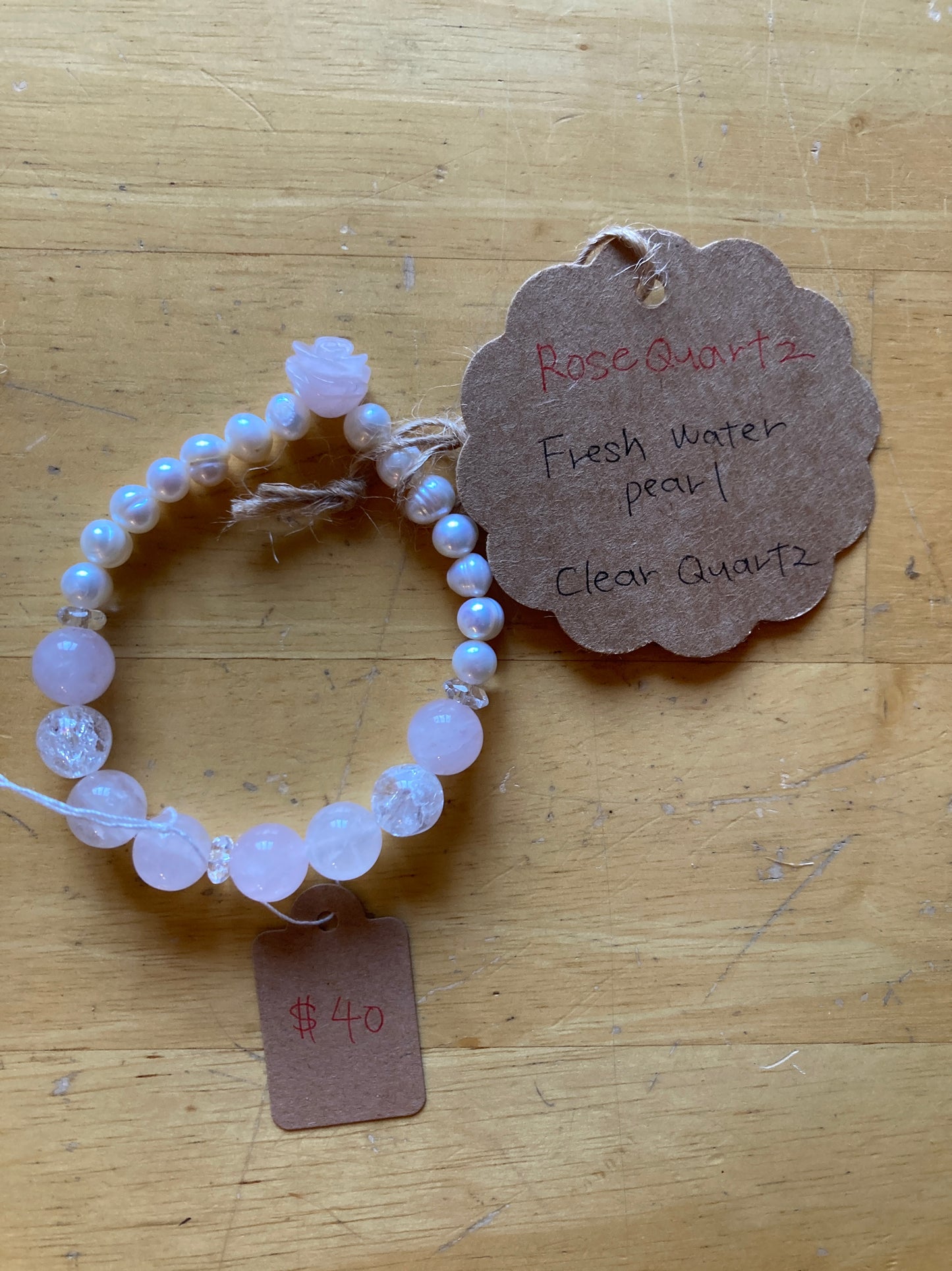 POWER STONE BRACELET 40: Hand-crafted Bracelet by TOMOKA with various power stones and/or pearls